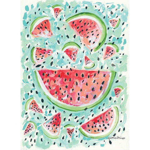 Watermelon Weather White Modern Wood Framed Art Print by Mingo, Jessica