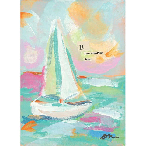 Sailboat I    White Modern Wood Framed Art Print by Mingo, Jessica