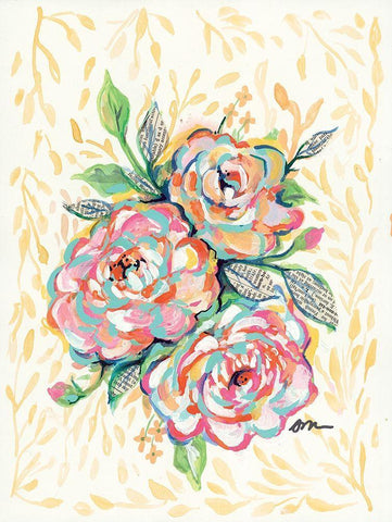 Vintage Rose Black Ornate Wood Framed Art Print with Double Matting by Mingo, Jessica