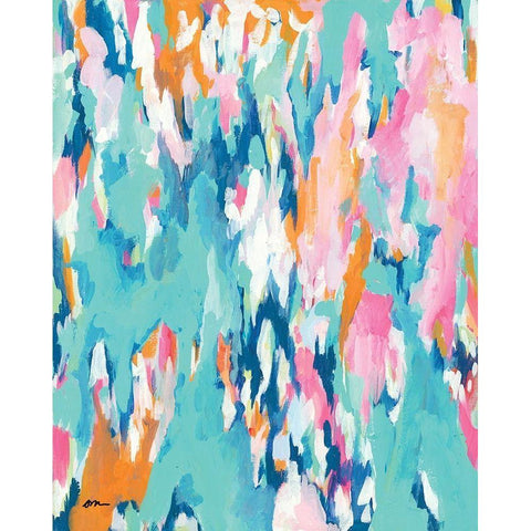 Abstract Aqua Black Modern Wood Framed Art Print with Double Matting by Mingo, Jessica