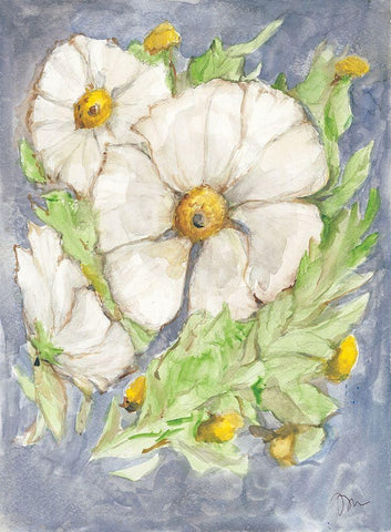 Mitilija Poppies White Modern Wood Framed Art Print with Double Matting by Mingo, Jessica