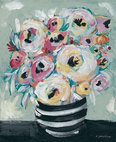 Symphony of Roses Black Ornate Wood Framed Art Print with Double Matting by Mingo, Jessica