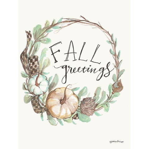 Fall Greetings Black Modern Wood Framed Art Print by Mingo, Jessica