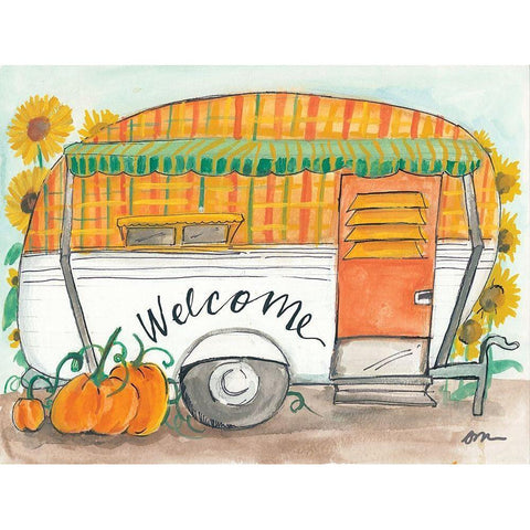 Fall Camper Gold Ornate Wood Framed Art Print with Double Matting by Mingo, Jessica