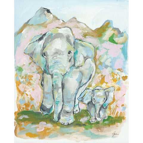 Elephant Summer Black Modern Wood Framed Art Print by Mingo, Jessica