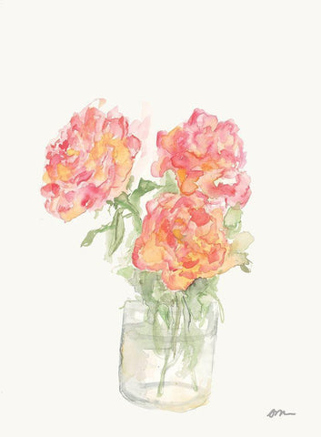 Amys Roses White Modern Wood Framed Art Print with Double Matting by Mingo, Jessica