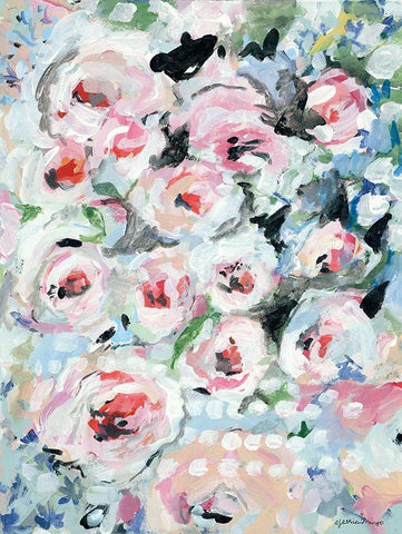 English Rose Garden White Modern Wood Framed Art Print with Double Matting by Mingo, Jessica