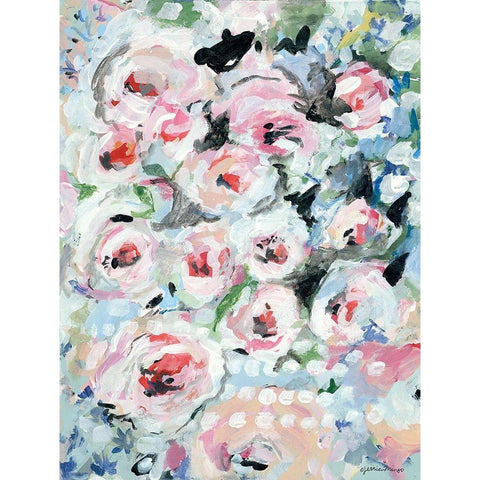 English Rose Garden White Modern Wood Framed Art Print by Mingo, Jessica