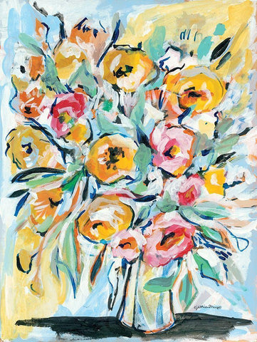 Abstract Florals Black Ornate Wood Framed Art Print with Double Matting by Mingo, Jessica