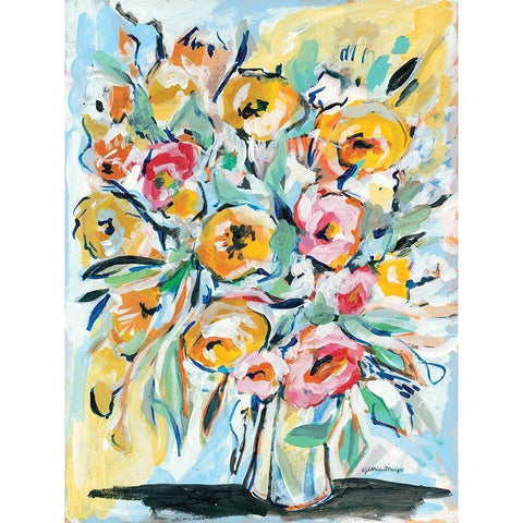 Abstract Florals Black Modern Wood Framed Art Print by Mingo, Jessica
