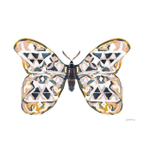 Butterfly Penny Black Modern Wood Framed Art Print with Double Matting by Mingo, Jessica