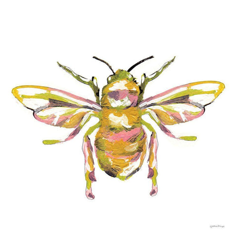 Busy Bee White Modern Wood Framed Art Print with Double Matting by Mingo, Jessica