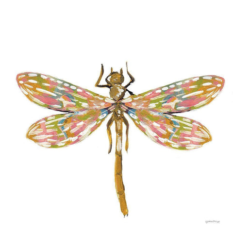 Dainty Dragonfly Gold Ornate Wood Framed Art Print with Double Matting by Mingo, Jessica