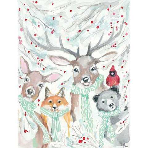 Snowy Friends White Modern Wood Framed Art Print by Mingo, Jessica