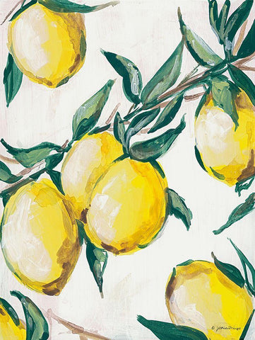 Lemon Branch White Modern Wood Framed Art Print with Double Matting by Mingo, Jessica