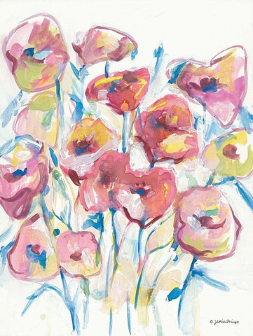 Colorful Floral II White Modern Wood Framed Art Print with Double Matting by Mingo, Jessica