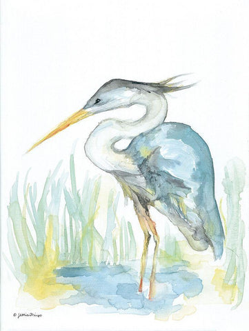 Heron White Modern Wood Framed Art Print with Double Matting by Mingo, Jessica