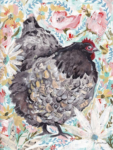 Gerty the Hen White Modern Wood Framed Art Print with Double Matting by Mingo, Jessica