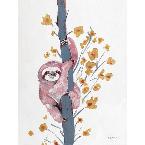 Pink Sloth I Black Modern Wood Framed Art Print by Mingo, Jessica