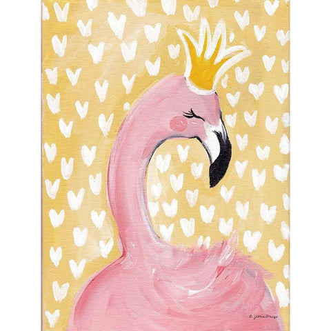 Princess Flamingo White Modern Wood Framed Art Print by Mingo, Jessica