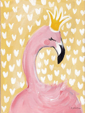 Princess Flamingo White Modern Wood Framed Art Print with Double Matting by Mingo, Jessica