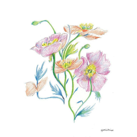 Floral Love     Black Modern Wood Framed Art Print by Mingo, Jessica