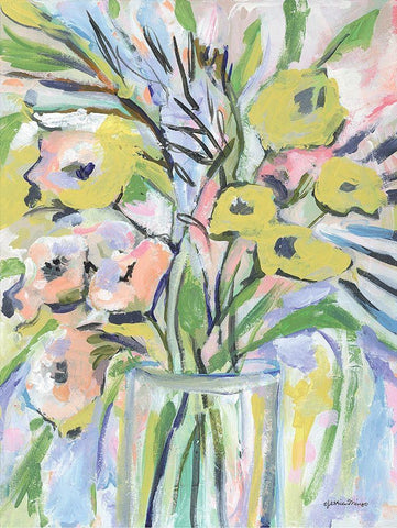 Floral Gold I White Modern Wood Framed Art Print with Double Matting by Mingo, Jessica