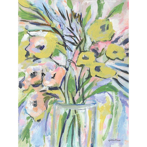 Floral Gold I Black Modern Wood Framed Art Print by Mingo, Jessica