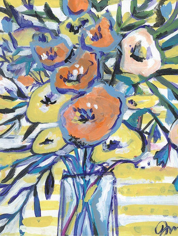 Floral Gold II Black Ornate Wood Framed Art Print with Double Matting by Mingo, Jessica
