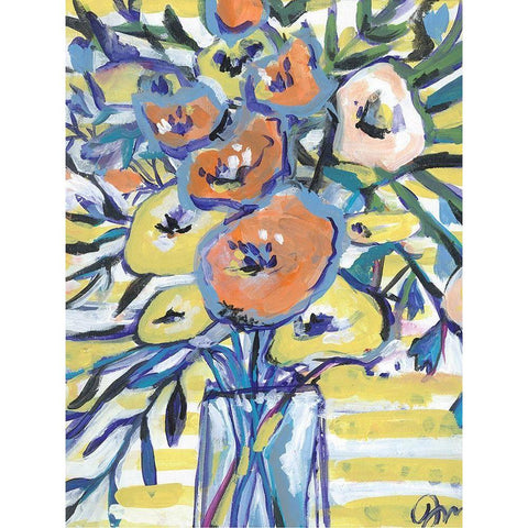 Floral Gold II Black Modern Wood Framed Art Print with Double Matting by Mingo, Jessica