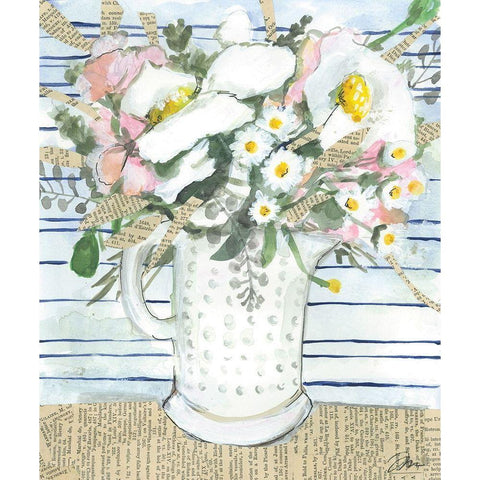 Milk Glass Florals White Modern Wood Framed Art Print by Mingo, Jessica