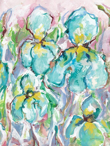 Wild Iris I White Modern Wood Framed Art Print with Double Matting by Mingo, Jessica