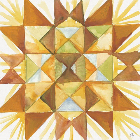 Summer Wheat Quilt White Modern Wood Framed Art Print with Double Matting by Mingo, Jessica