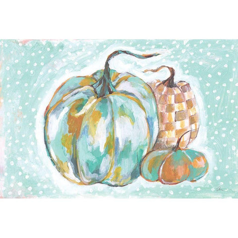 Pumpkins in Blue Black Modern Wood Framed Art Print with Double Matting by Mingo, Jessica