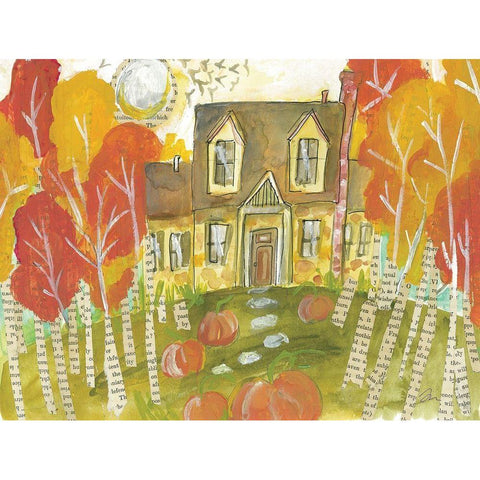 Trick or Treat House Gold Ornate Wood Framed Art Print with Double Matting by Mingo, Jessica
