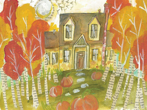 Trick or Treat House White Modern Wood Framed Art Print with Double Matting by Mingo, Jessica