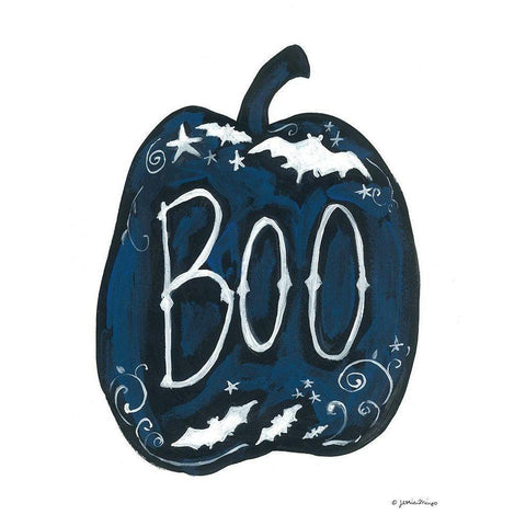 Boo Pumpkin Black Modern Wood Framed Art Print with Double Matting by Mingo, Jessica