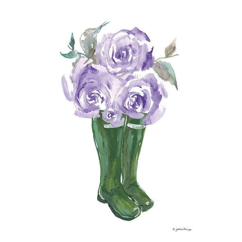 Rain and Roses White Modern Wood Framed Art Print by Mingo, Jessica