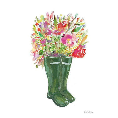 Blooms and Boots Black Modern Wood Framed Art Print with Double Matting by Mingo, Jessica