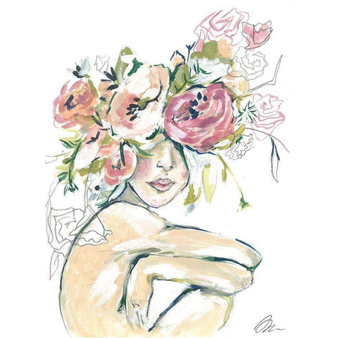 Floral Woman White Modern Wood Framed Art Print by Mingo, Jessica