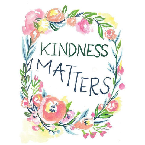 Kindness Matters White Modern Wood Framed Art Print by Mingo, Jessica