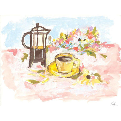 A Good Morning for Coffee   Gold Ornate Wood Framed Art Print with Double Matting by Mingo, Jessica