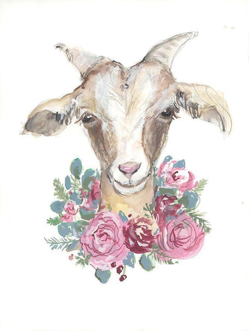 Rosie the Goat Black Ornate Wood Framed Art Print with Double Matting by Mingo, Jessica
