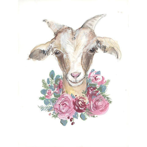 Rosie the Goat Black Modern Wood Framed Art Print by Mingo, Jessica