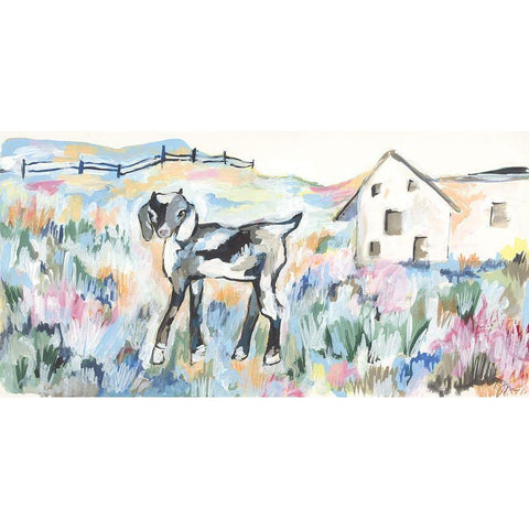 Daisy the Goat White Modern Wood Framed Art Print by Mingo, Jessica