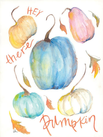 Hey There Pumpkin White Modern Wood Framed Art Print with Double Matting by Mingo, Jessica