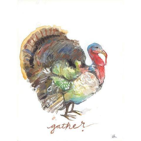 Gather Turkey Gold Ornate Wood Framed Art Print with Double Matting by Mingo, Jessica