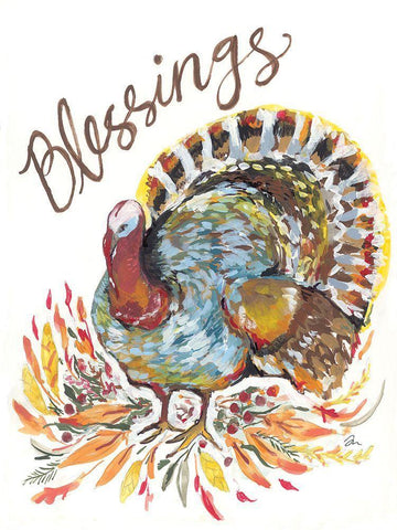 Blessings Turkey White Modern Wood Framed Art Print with Double Matting by Mingo, Jessica