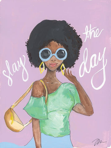 Slay the Day Black Modern Wood Framed Art Print by Mingo, Jessica