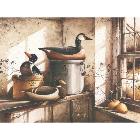 Crocks and Foul White Modern Wood Framed Art Print by Rossini, John